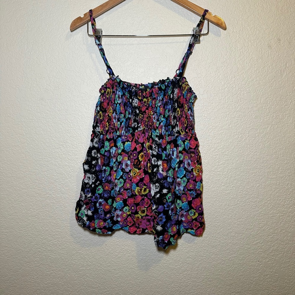 Torrid Womens 0/XL Tank Top Blouse Adjustable Floral Airy‎ Beachy Boho Vacation